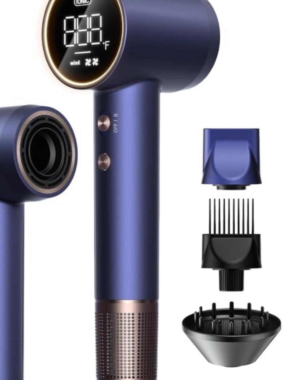 Alloom Sleek Blue Ionic Hair Dryer with LED Display